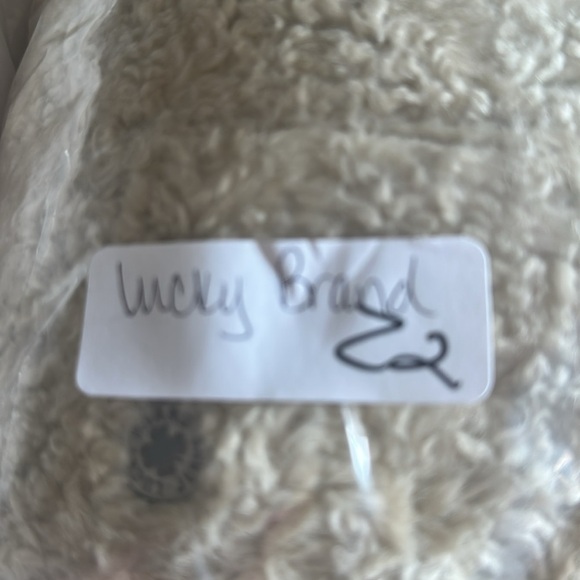 LUCKY BRAND Faux sherpa cream snap button American style woman trucker jacket L - Picture 15 of 15